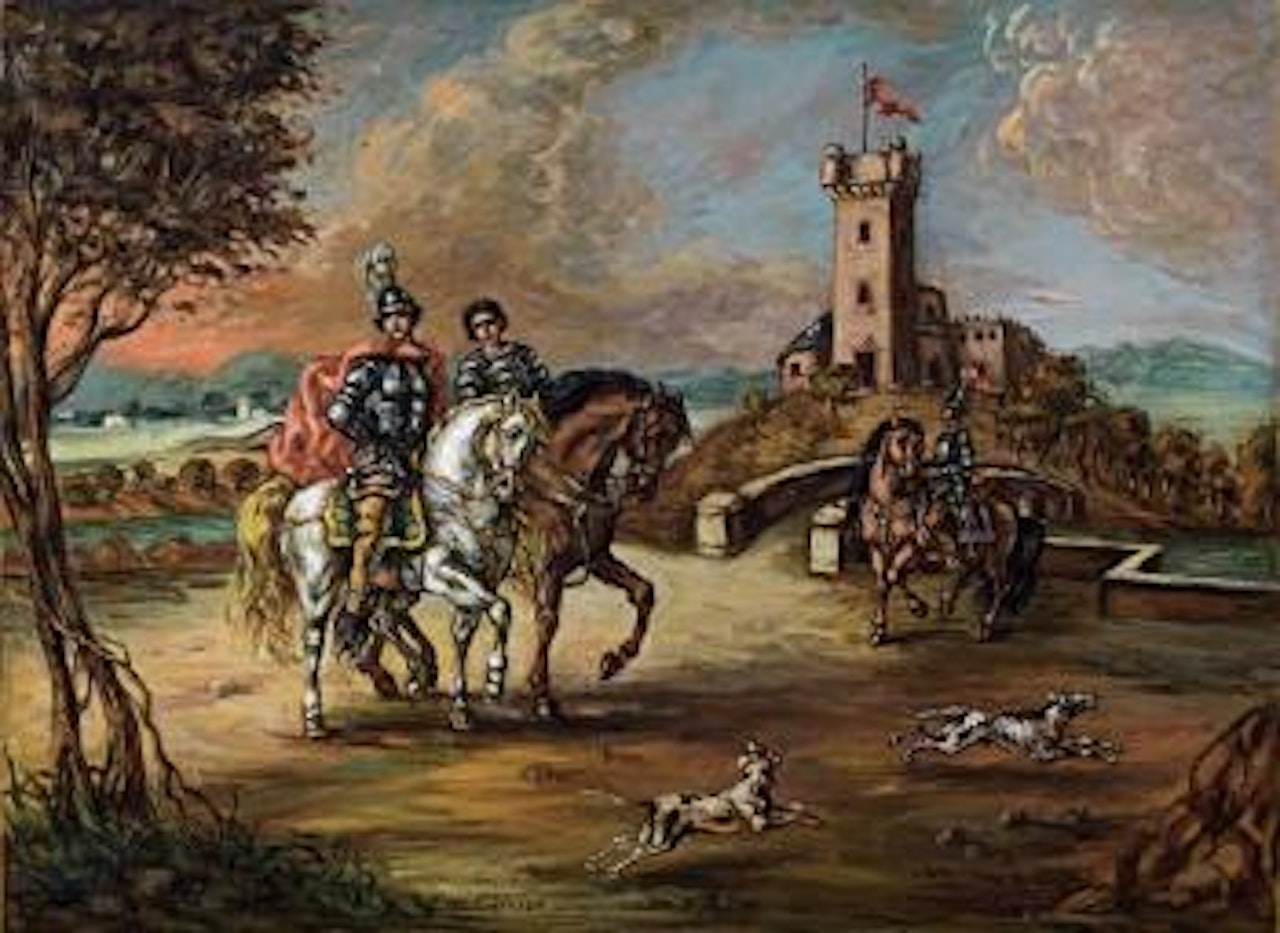 Cavalieri presso una torre by Giorgio de Chirico