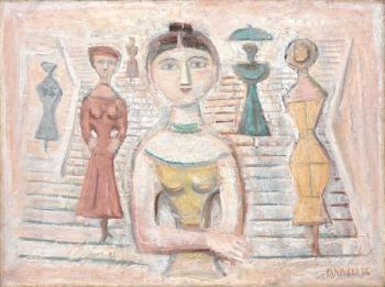 Sei donne sulle scale (La scalinata) by Massimo Campigli