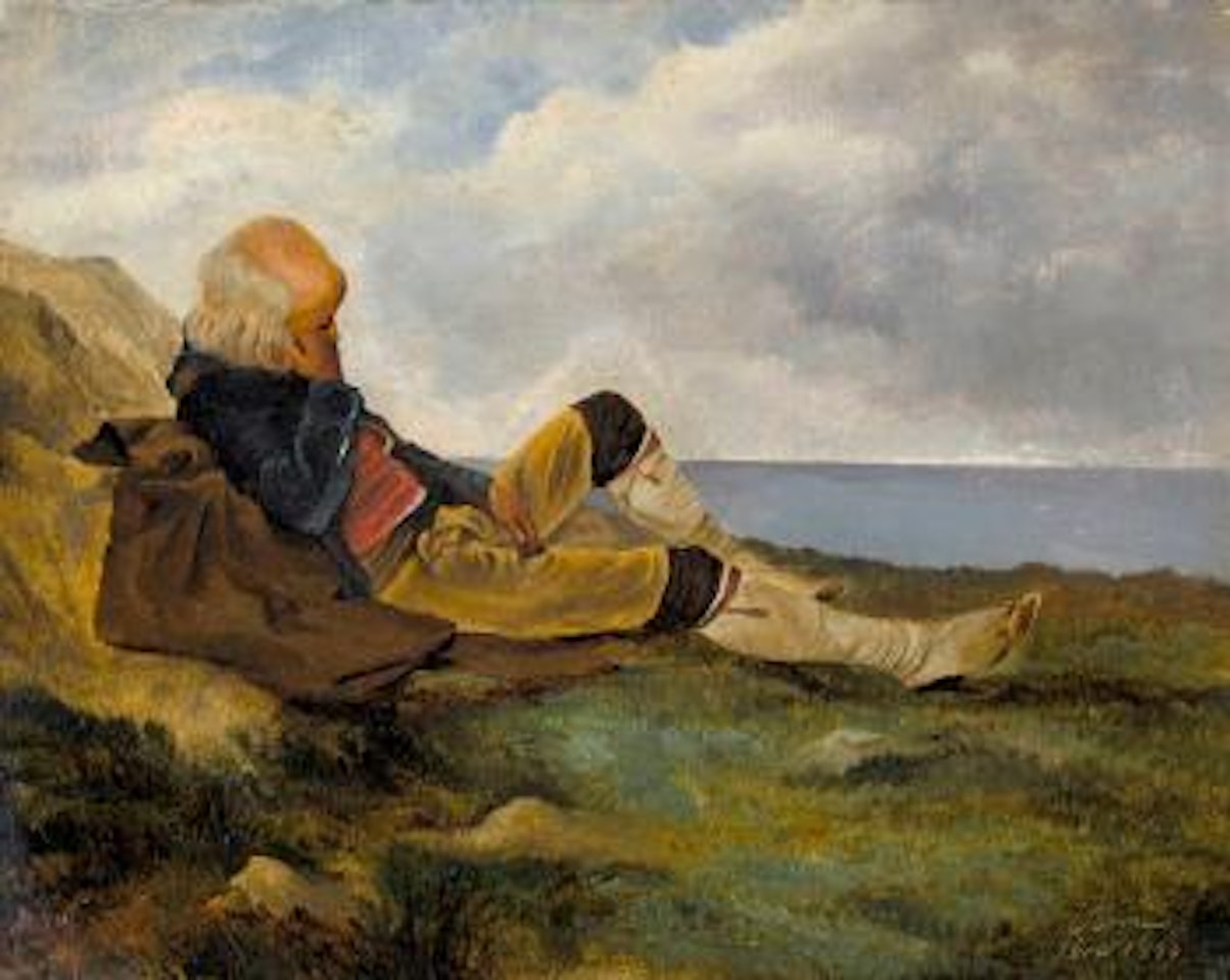 Vieillard songeant près de la côte by Alexandre Calame