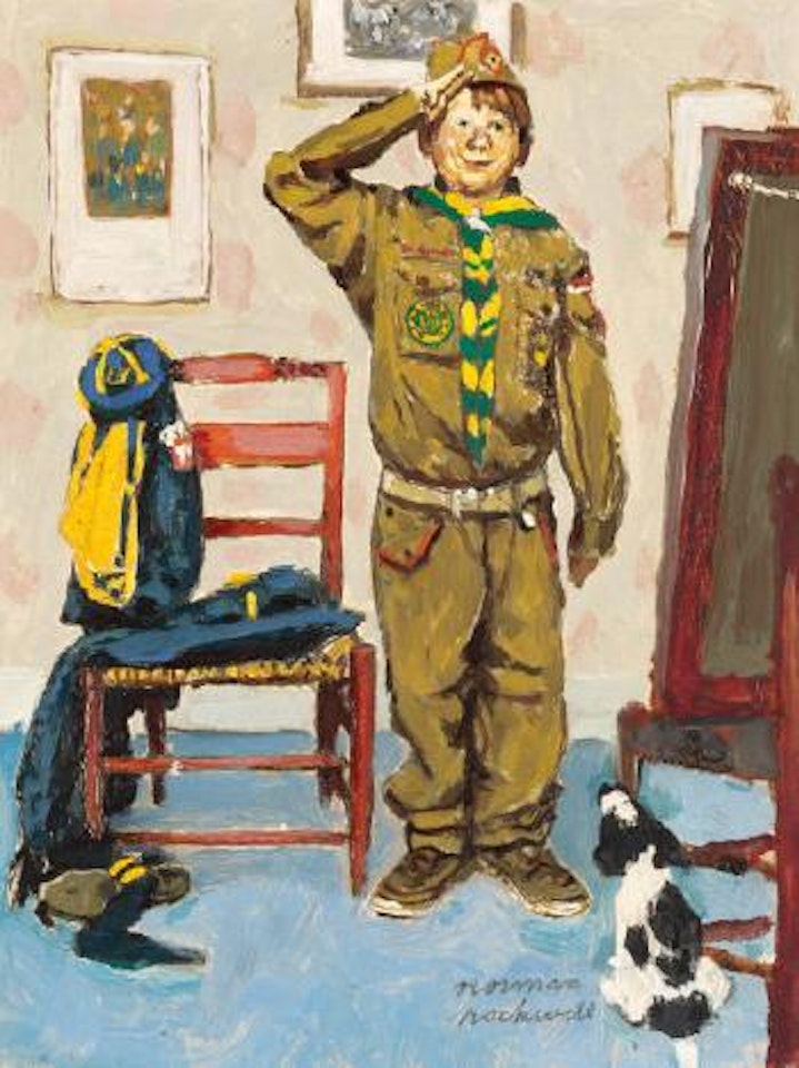 Can't Wait, study for the Boy Scouts of America calendar illustration by Norman Rockwell