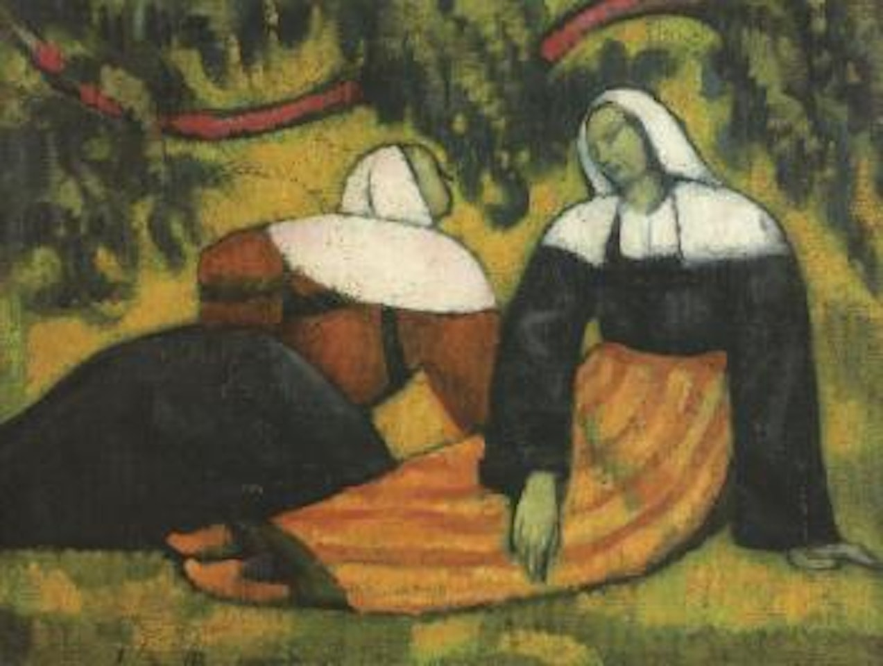 Deux bretonnes aux champs by Emile Bernard