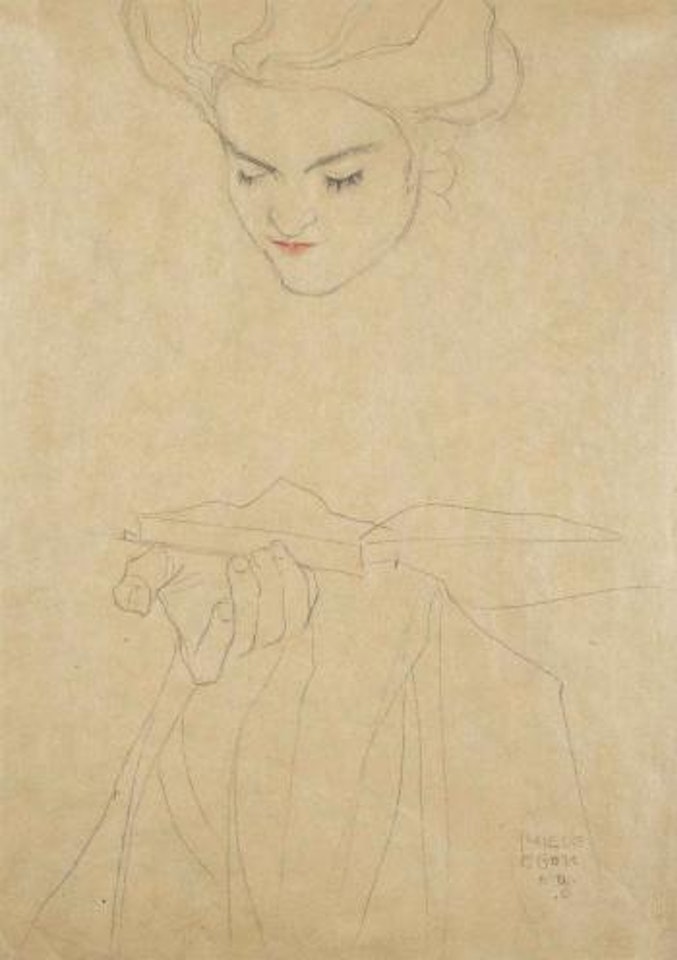 Frau, in einem Buch lesend (Femme lisant un livre) by Egon Schiele