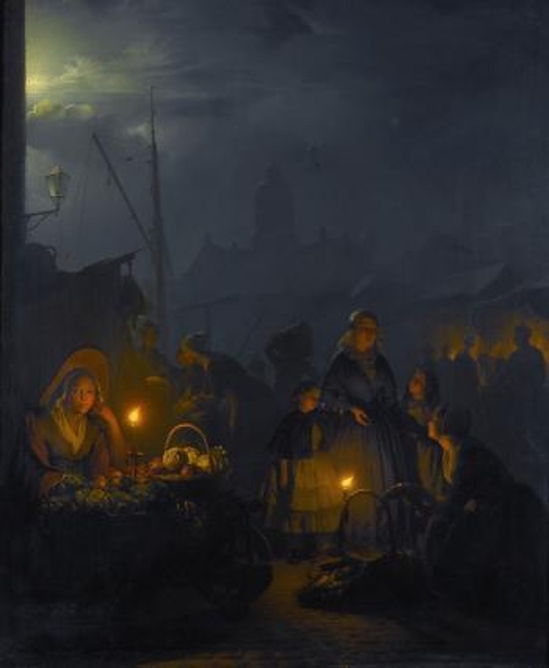 Dutch Market by Moonlight by Petrus van Schendel