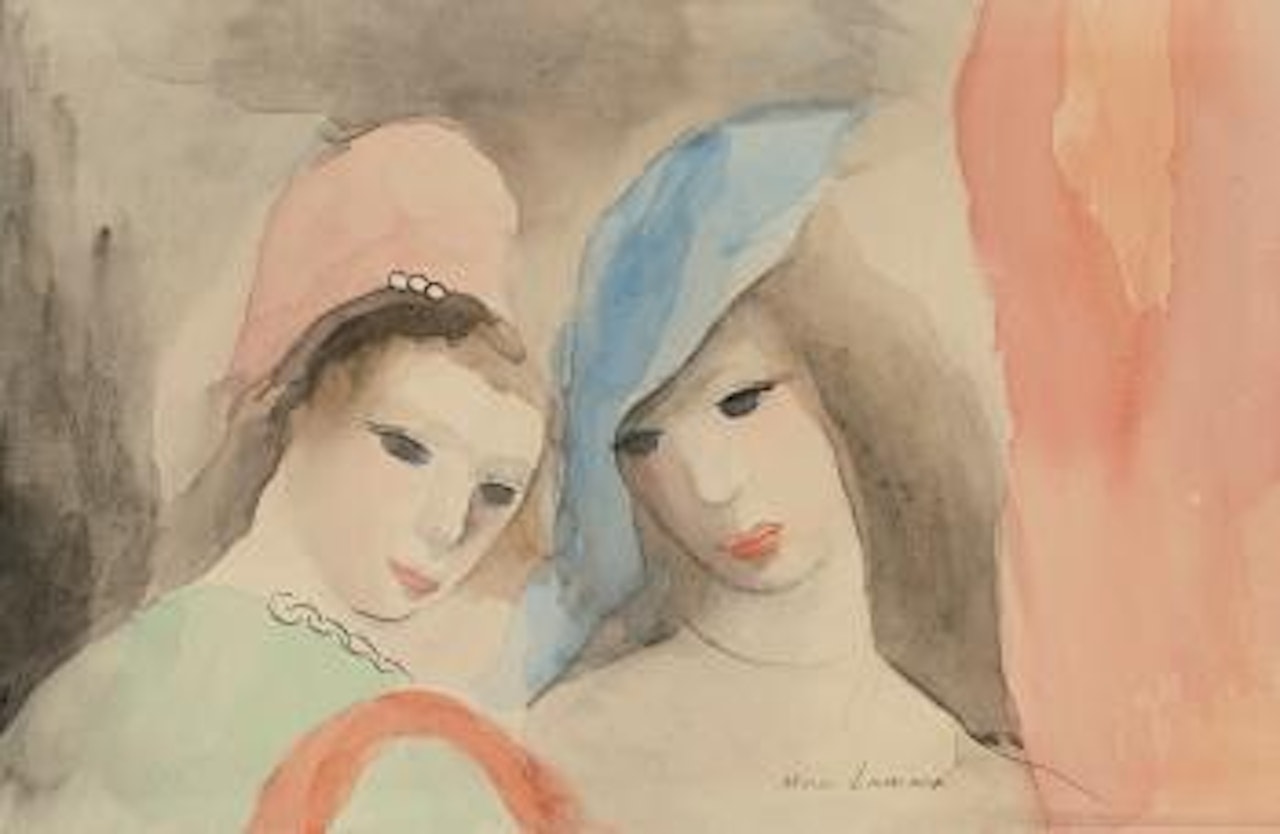 Deux Jeunes Filles Chapeautées by Marie Laurencin