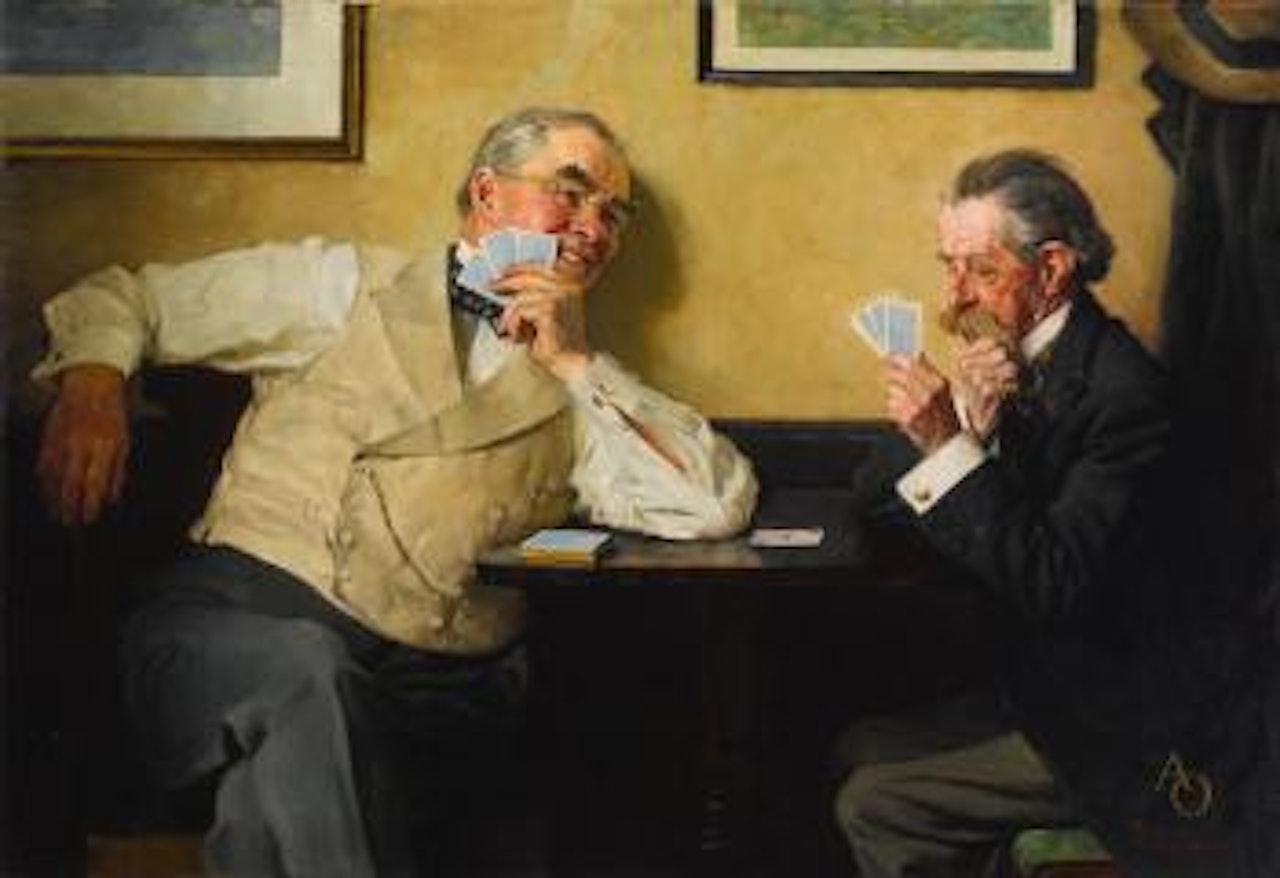 If your Eyesight controls your "Great Decisions." (Two old Gents playing Cards) by Norman Rockwell
