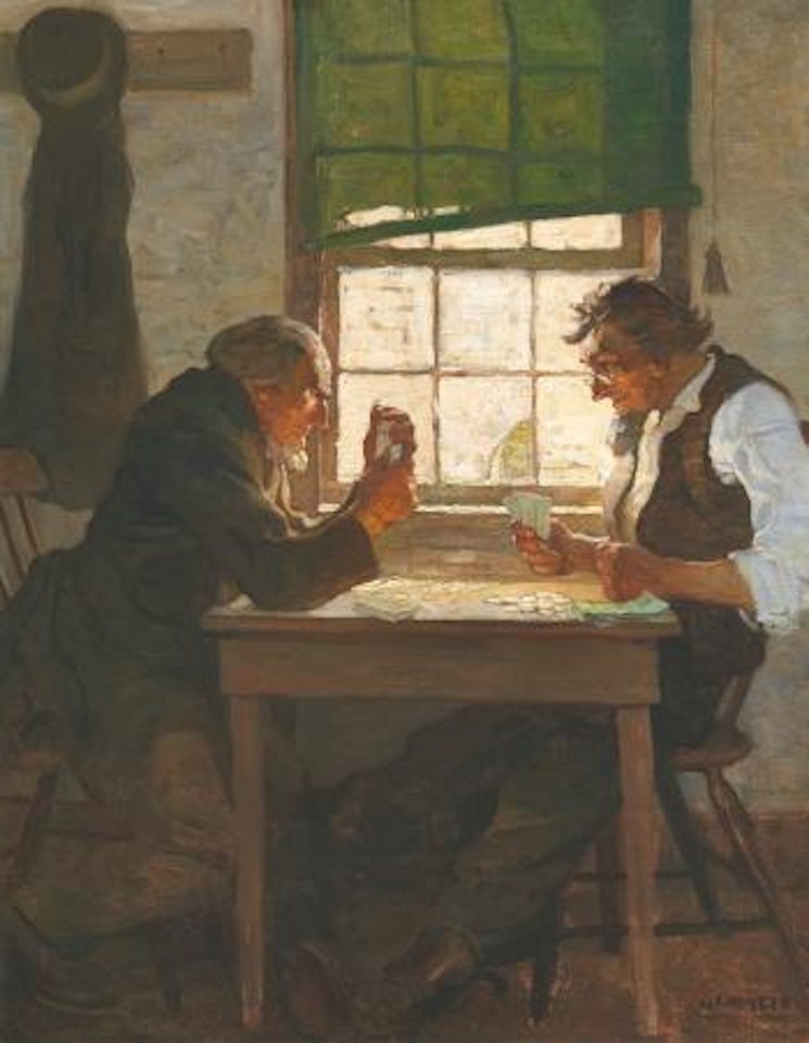 The Deacon and Parson Skeeters / in the tail of a game of draw (Draw Poker; The Poker Players) by Newell Convers Wyeth