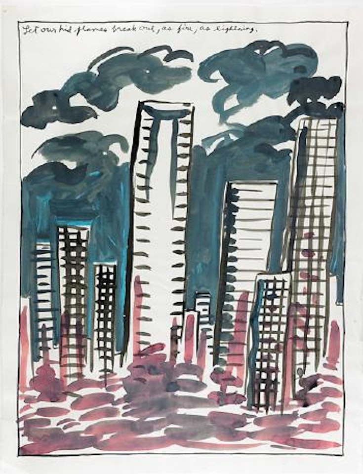 Untitled (Let our hid flames break out, as fire, as lightning) by Raymond Pettibon