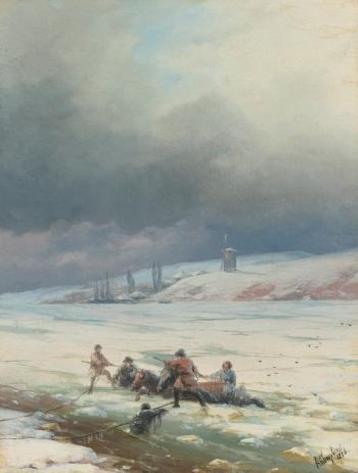 Hauling a Horse and Cart out of Ice by Ivan Konstantinovich Aivazovsky