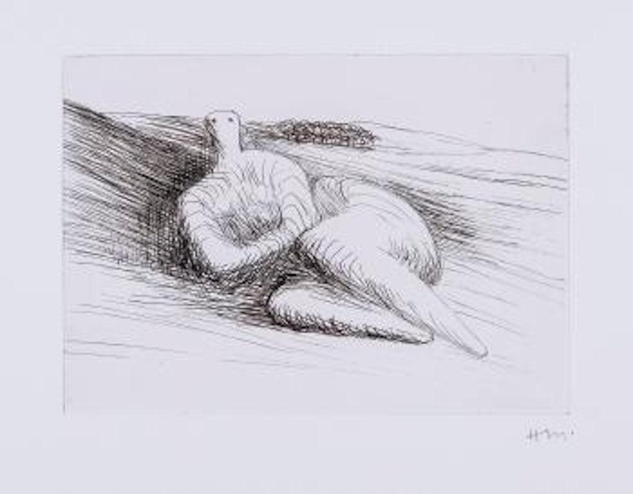 Curved Reclining Figure in Landscape I (c.500) by Henry Moore