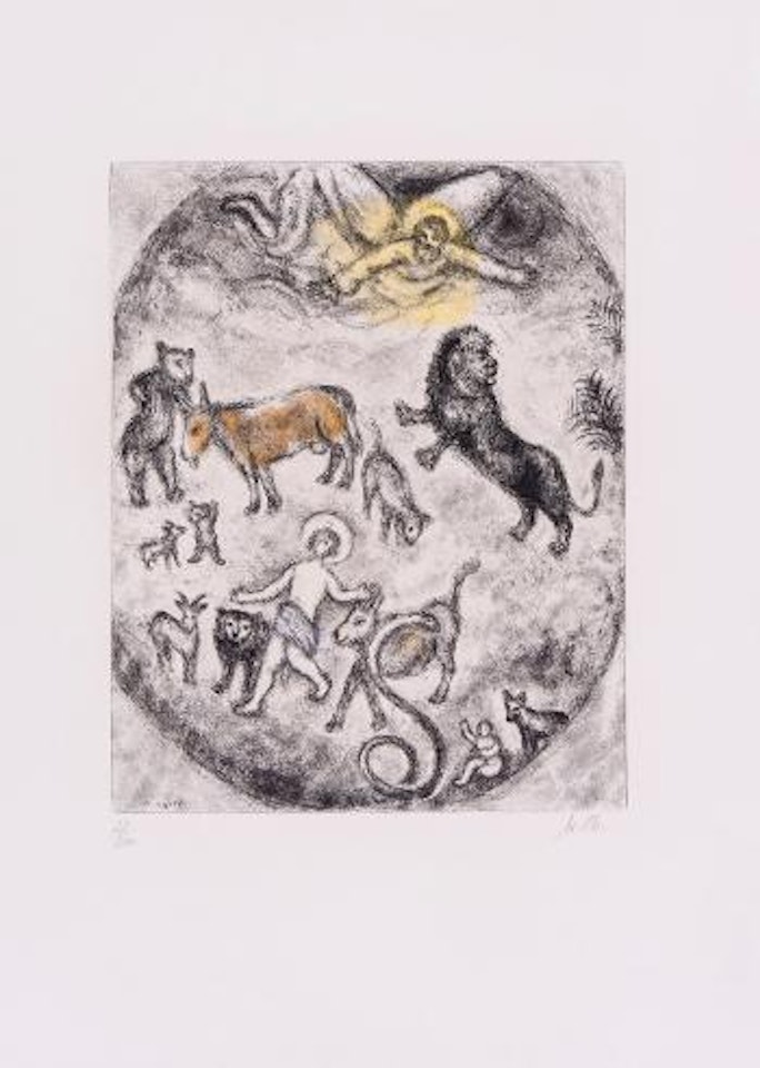Reconciliation of all the creatures, Isaiah XI, 5-9, from Bible, pl. 92 by Marc Chagall