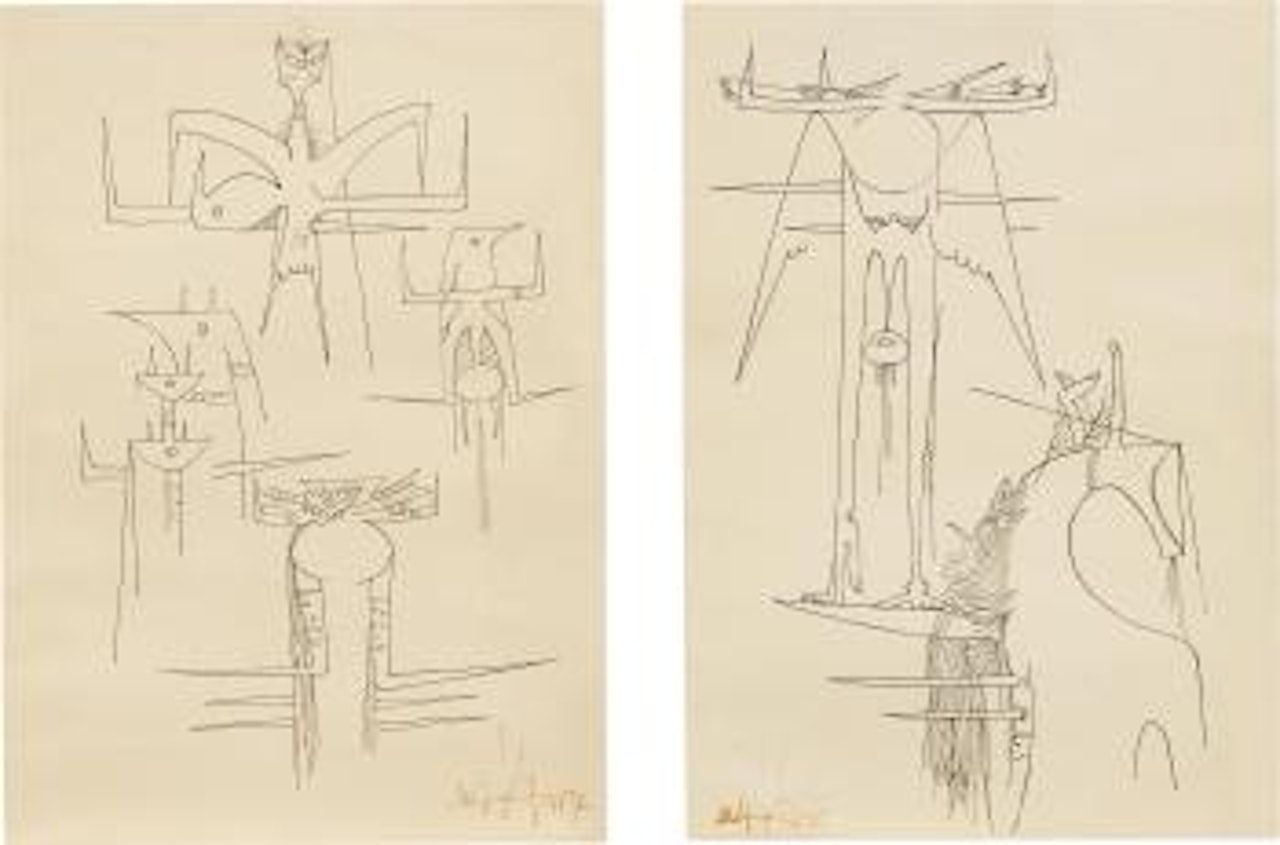 Two works: Untitled (Studies for Paintings), 1957 by Wifredo Lam