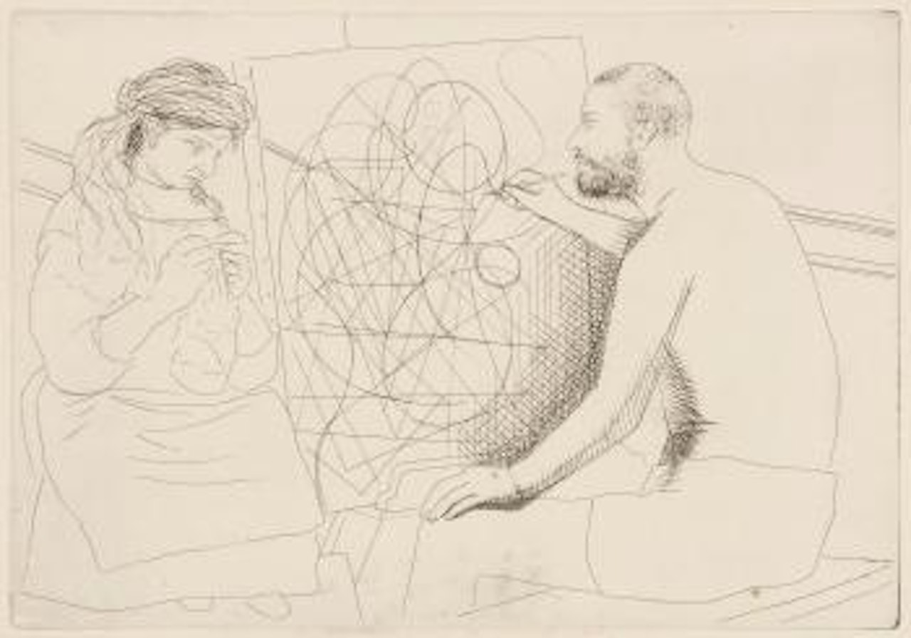 Peintre et Modèle Tricotant (b.85) by Pablo Picasso