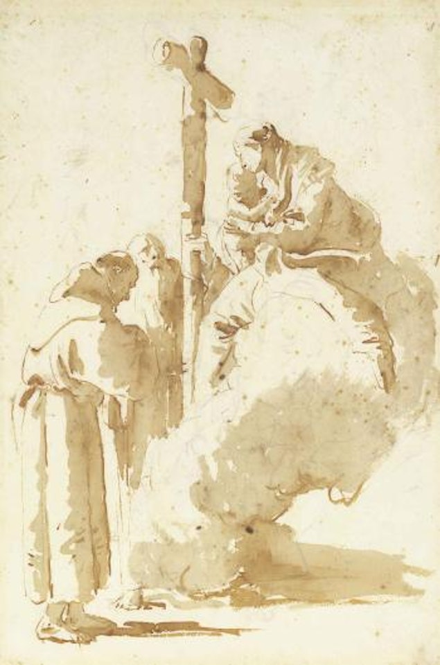 Saint Antoine et un abbé adorant la Vierge à l'enfant by Giovanni Battista Tiepolo
