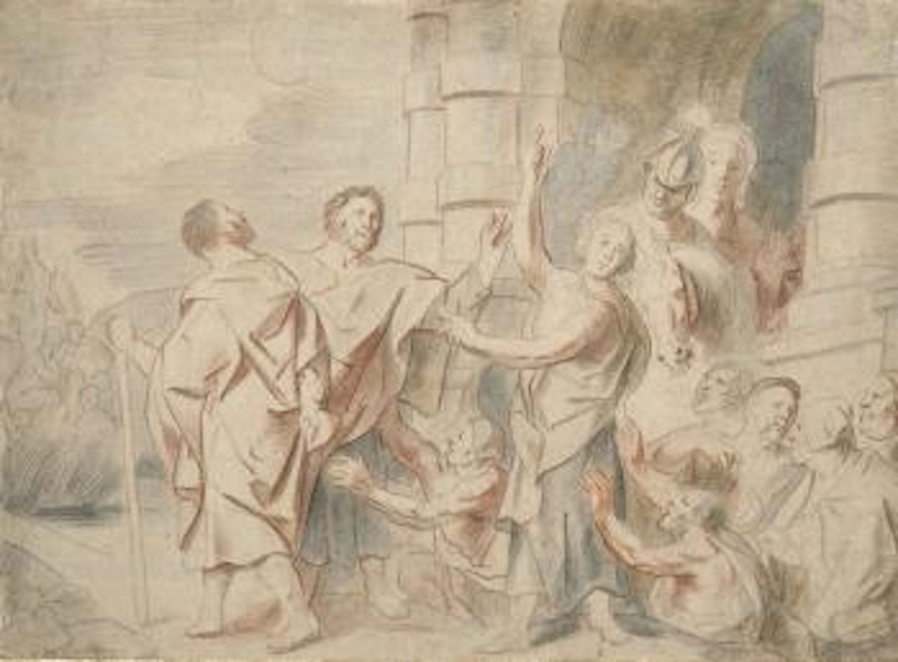 Paul, Silas et Timothée devant les portes de la ville de Philippi by Jacob Jordaens
