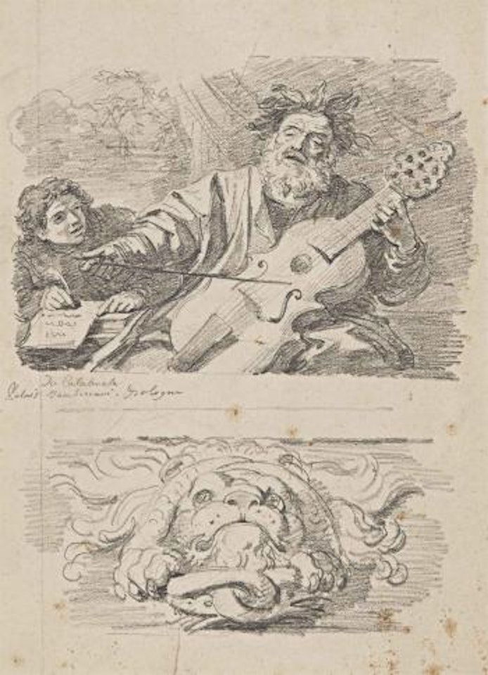 Homère aveugle, d'après Pier Franceso Mola, et mascaron décoratif by Jean-Honoré Fragonard