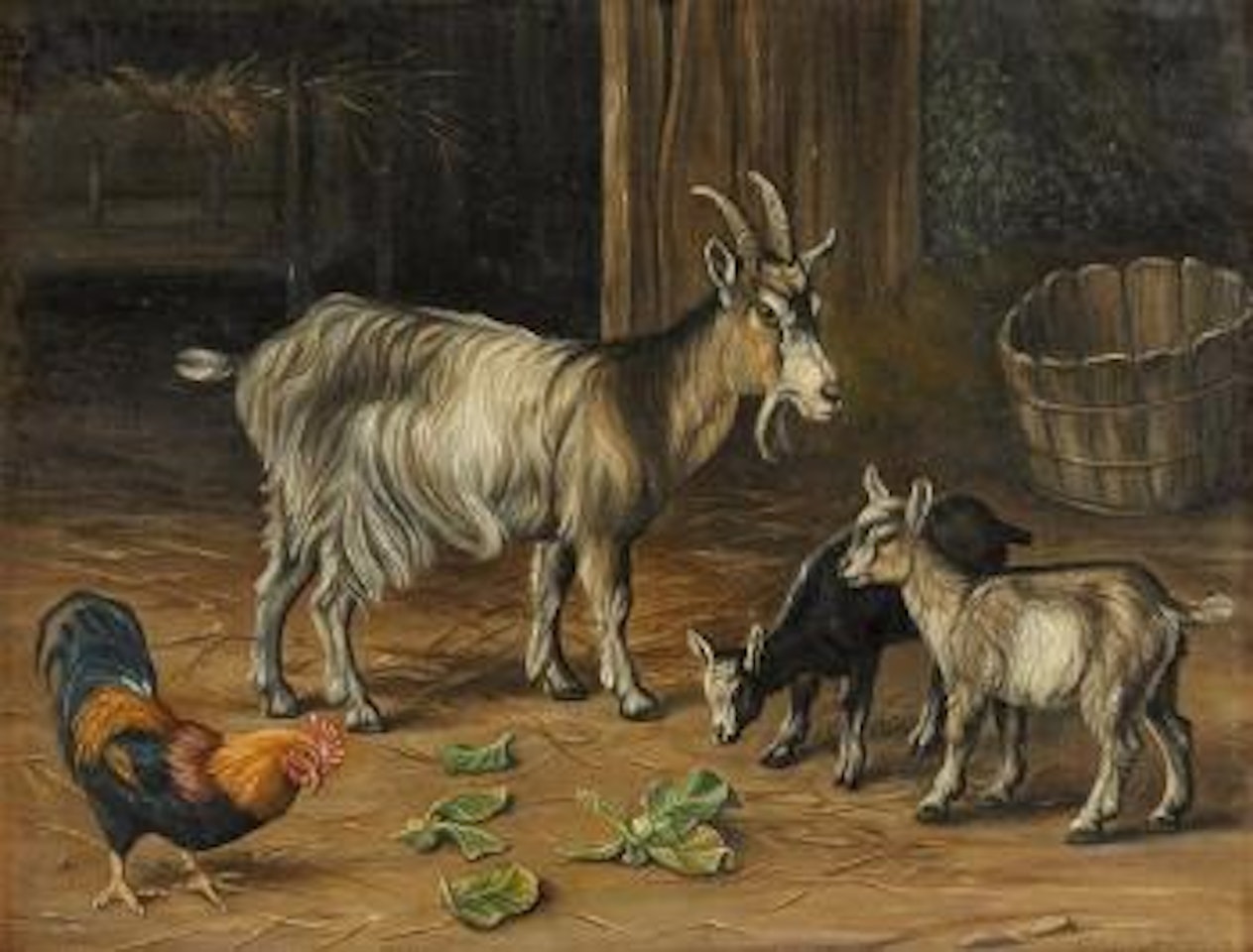 Chèvres et poules by Edgar Hunt