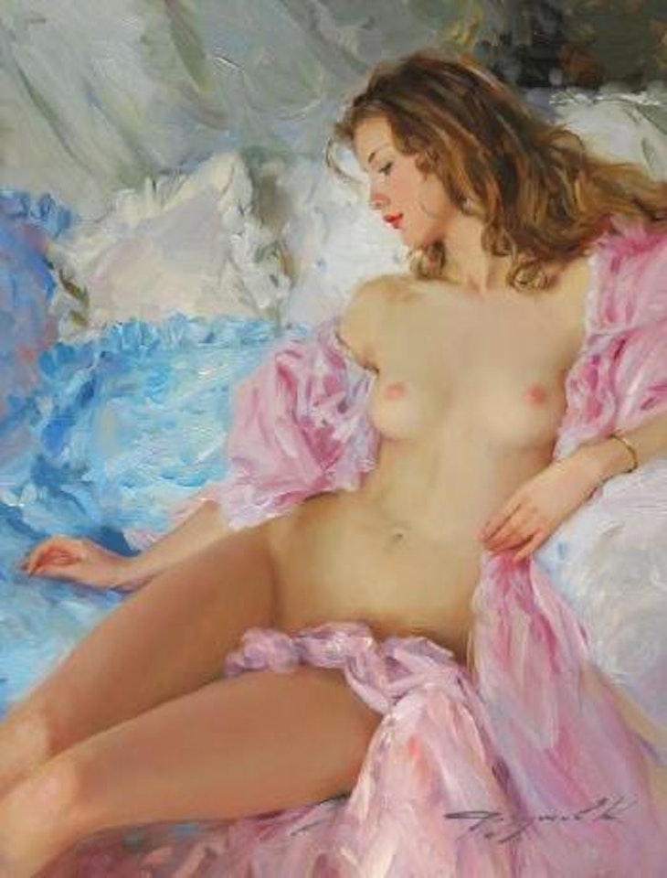 Le déshabillé rose by Constantin Razoumov