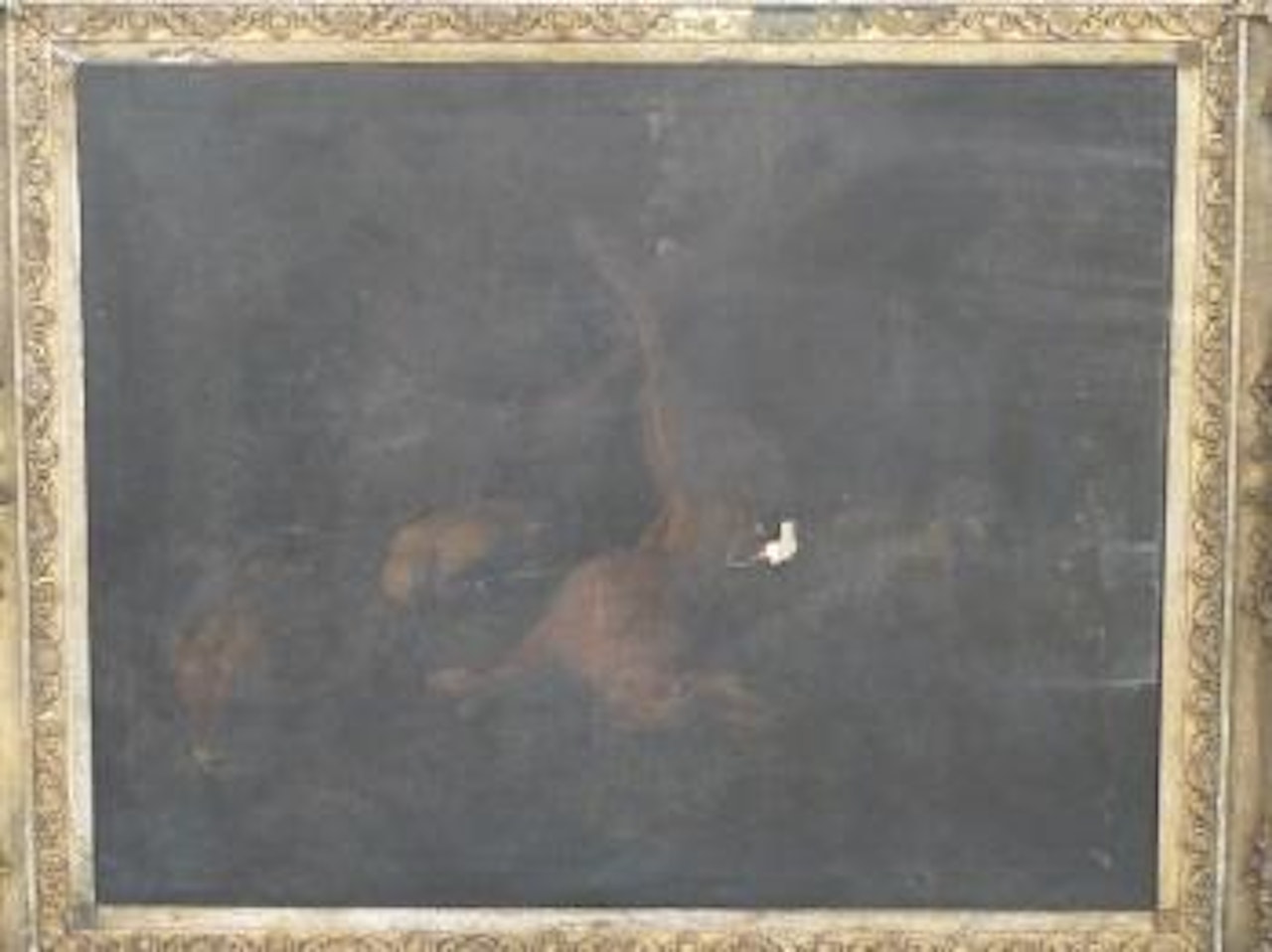 A still life of a hare, wild duck and a rifle before a landscape by Jan Weenix