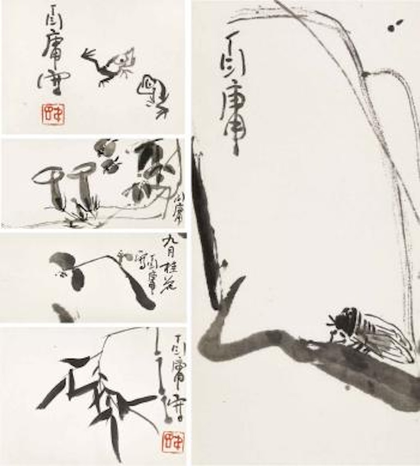 Cicada; Flowers & Bees; Osmanthus in Autumn; Bamboos; & Frogs by Ding Yanyong