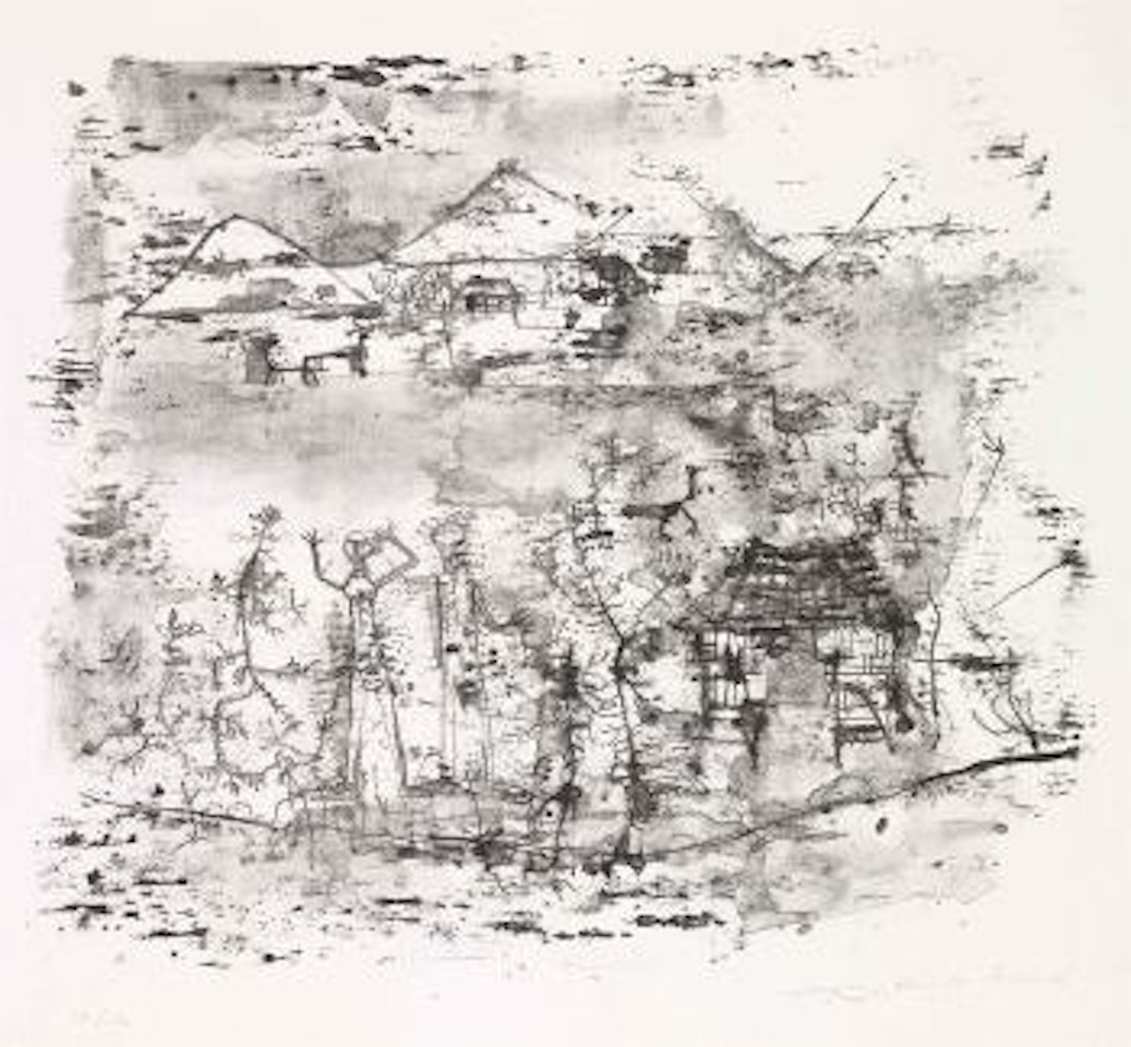 Paysage à l'homme les mains levées by Zao Wou-Ki