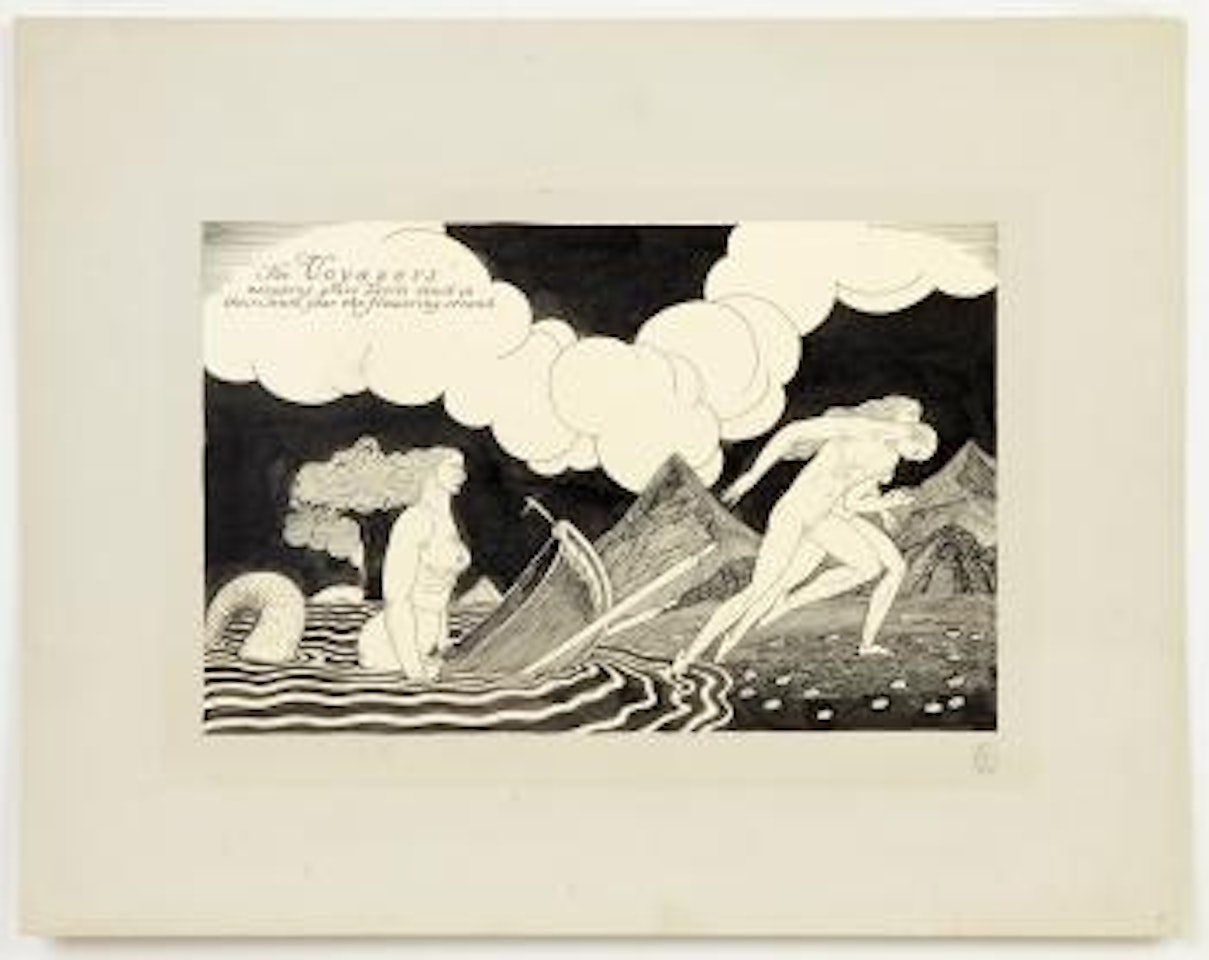 The Voyagers Escaping the grave perils reach in their Tenth year the flowering strand by Rockwell Kent