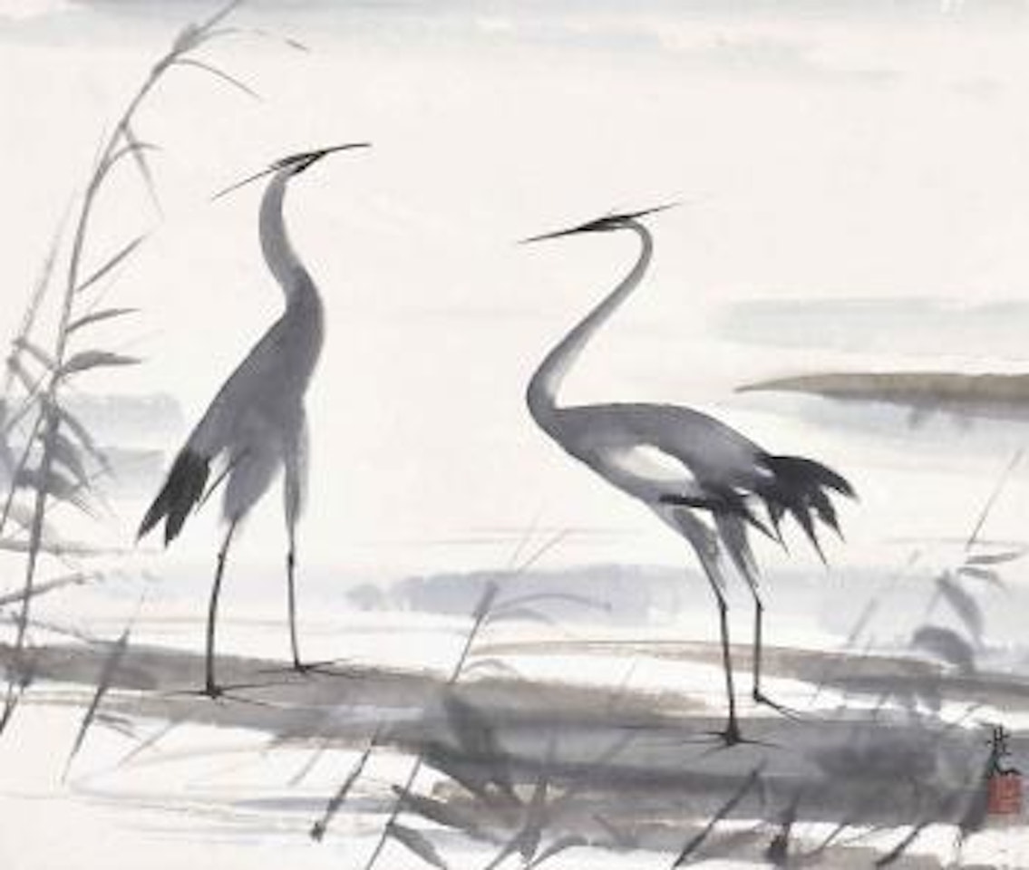 A Pair of Egrets by Lin Fengmian