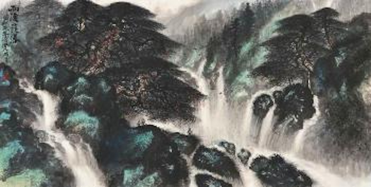 Waterfall after the Rain by Li Xiongcai