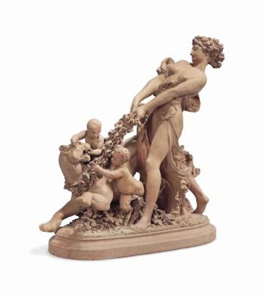Figural Group Of A Nude Leading A Panther by Albert-Ernest Carrier-Belleuse