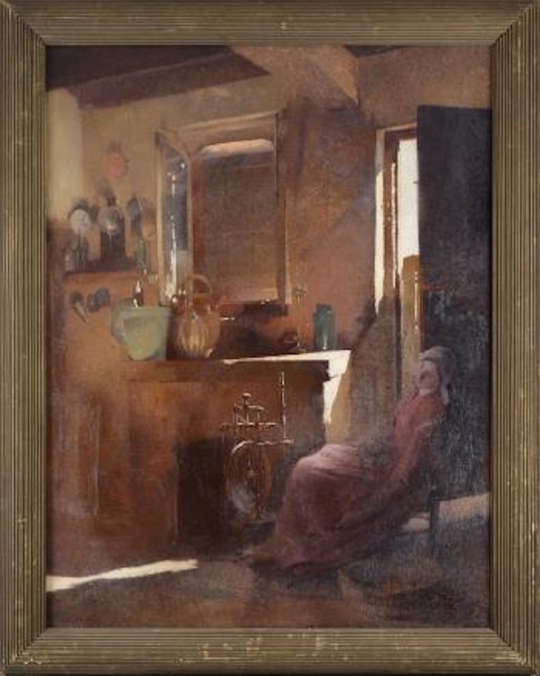 Paysanne assoupie dans un intérieur by Henri Jean Guillaume Martin