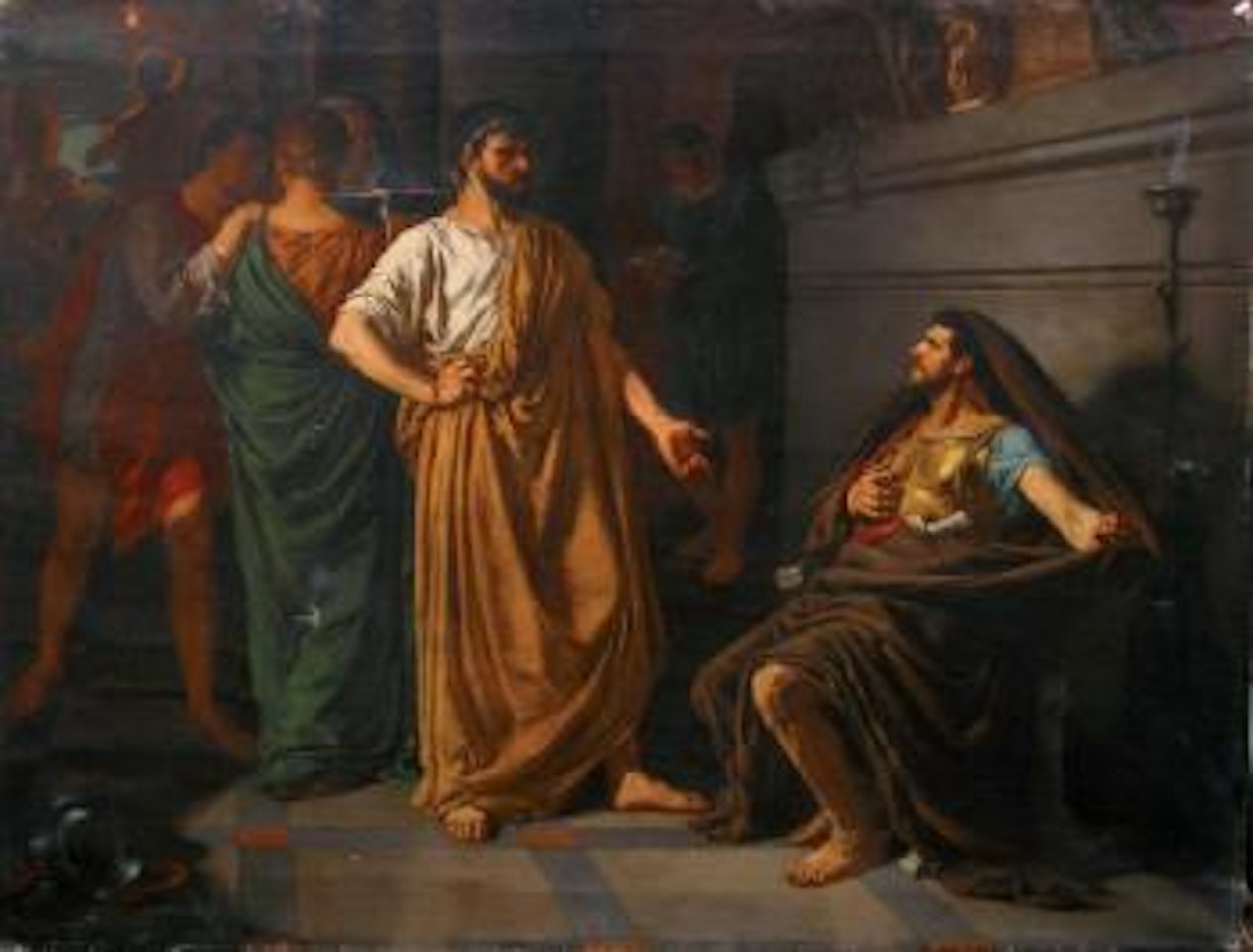 Coriolan se réfugie chez Tullus, roi des Volsques by French School