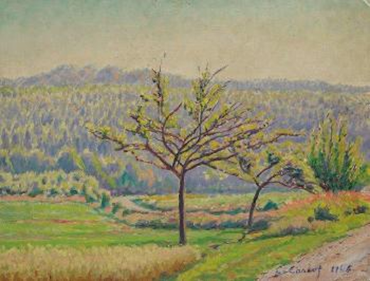 Prairies et forêt à Georgenborn by Gustave Cariot