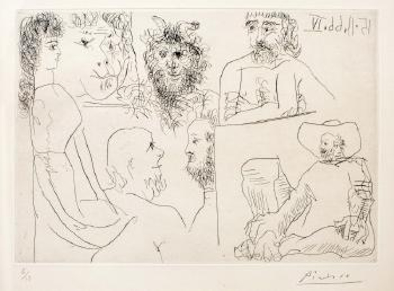 Untitled, (one plate from El Entierro del Conde de Orgaz), (Bloch, 1476) by Pablo Picasso