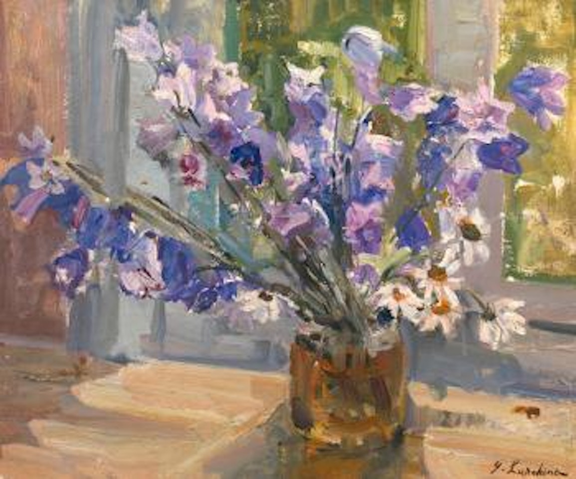 Flowers by the Window by Georgij Aleksandrovic Lapschin