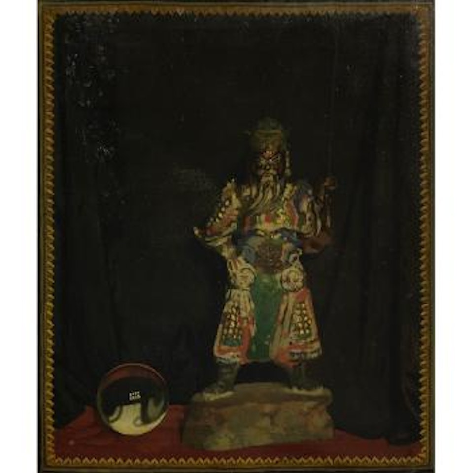 Still life, pottery figure of the Chinese war god Kuan-Ti, and a crystal ball by William Orpen