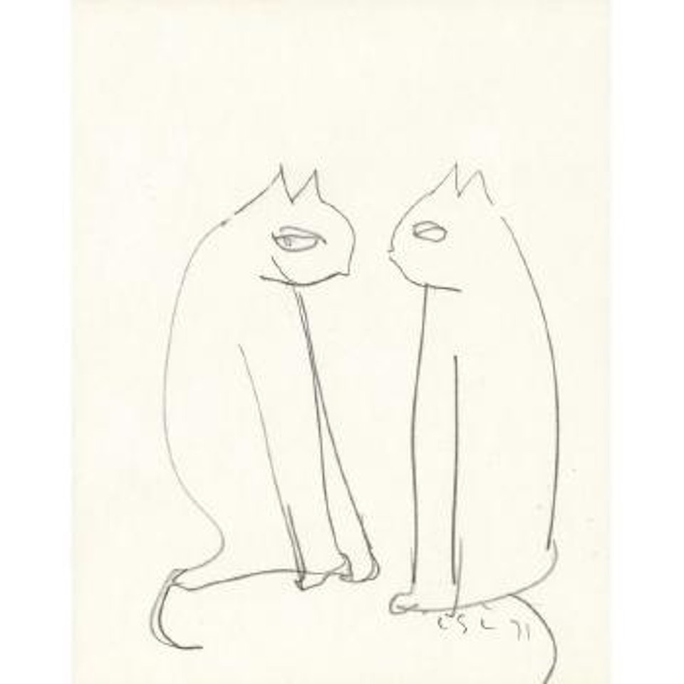 Two cats by Laurence Stephen Lowry