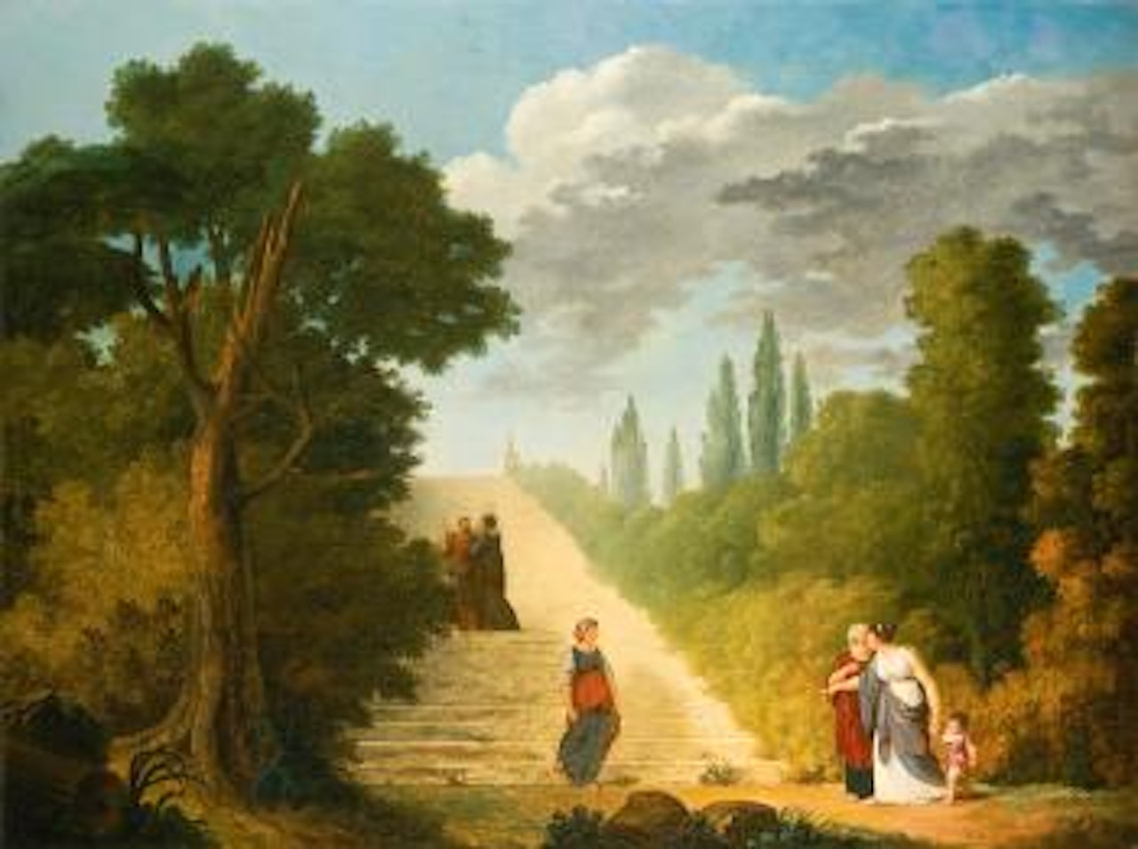 A Grand Staircase In A Park Setting by Hubert Robert