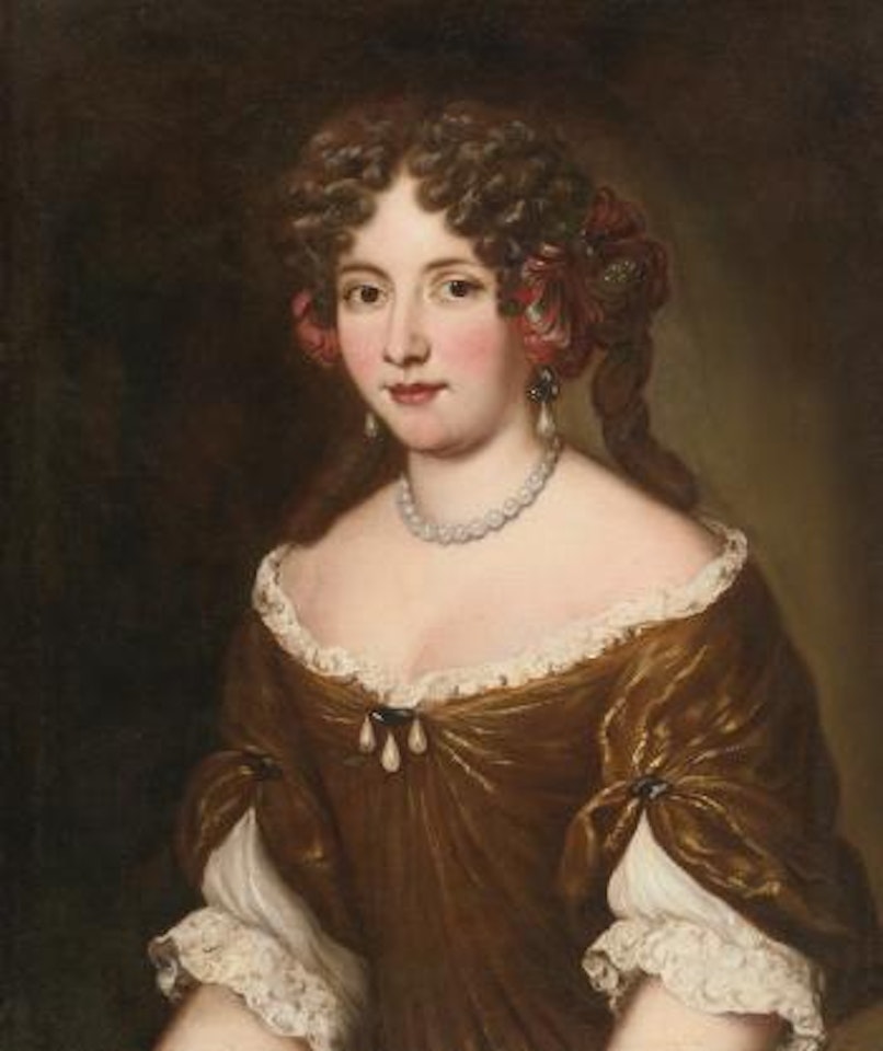Portrait of Isabella Strozzi Costaguti, Half Length, In A Gold Dress And Pearls by Jacob Ferdinand Voet