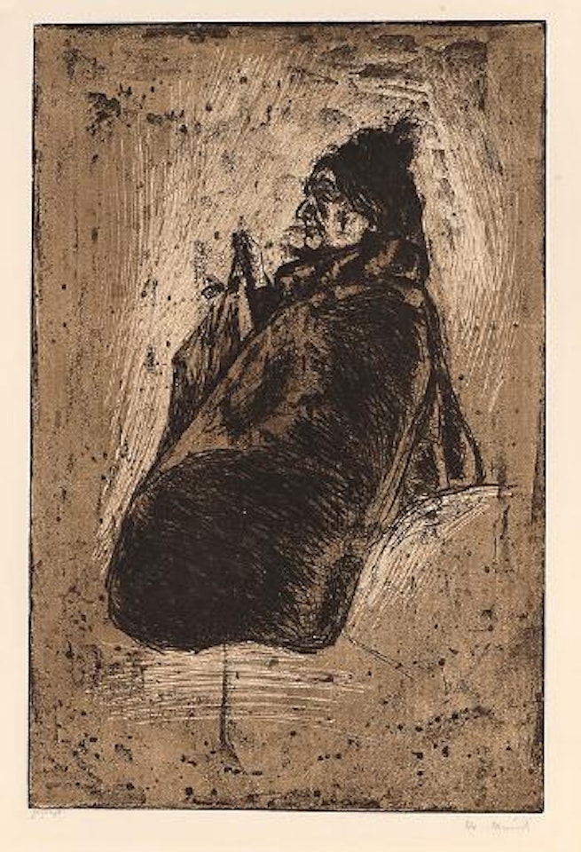 Gammel dame med paraply by Edvard Munch