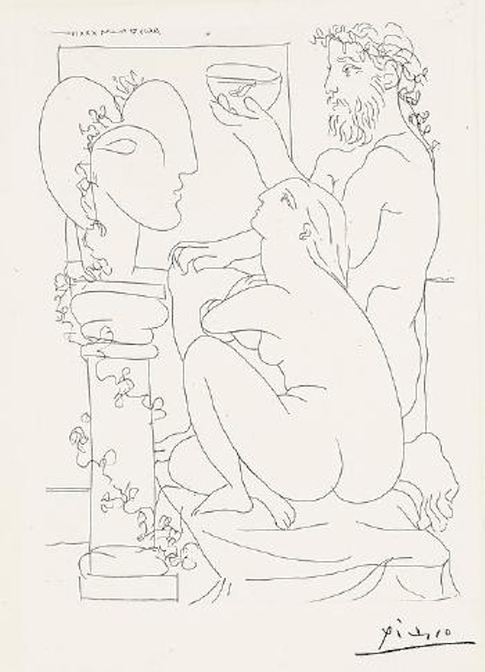 Sculpteur avec Coupe et Modèle accroupi by Pablo Picasso