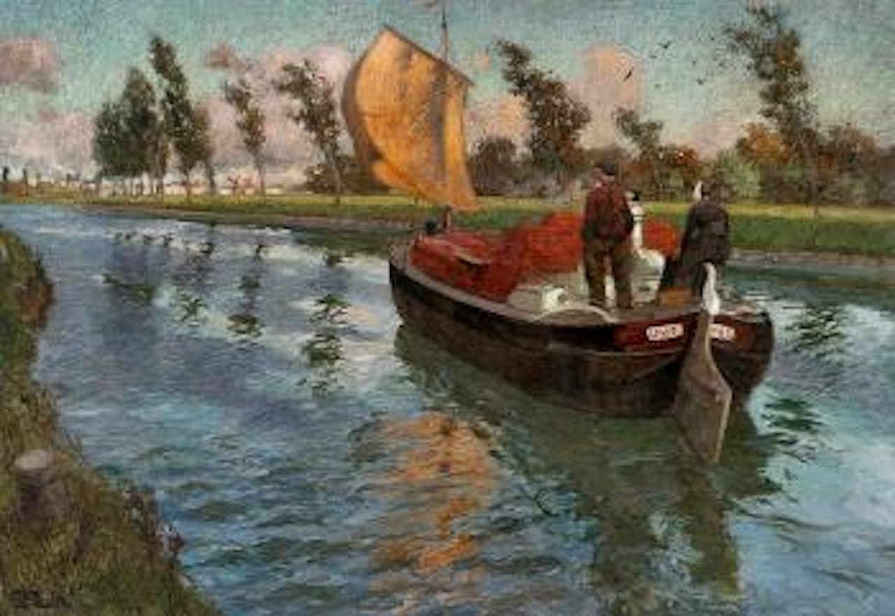 Elvepram i fart by Fritz Thaulow