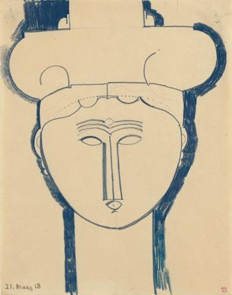 Tête De Cariatide Surmontée D'architecture by Amedeo Modigliani