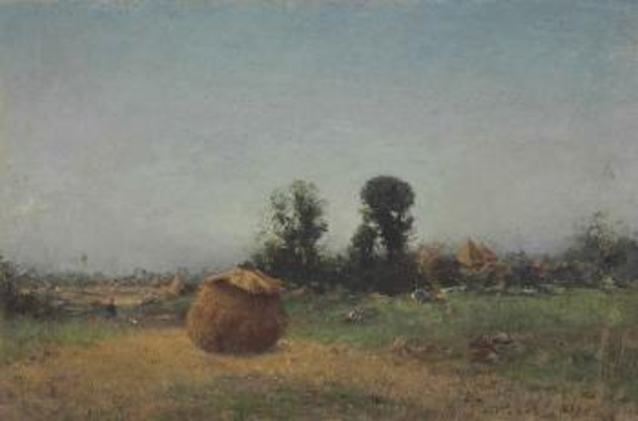 Haystacks in a Landscape by Ivan Pavlovitch Pochitonov