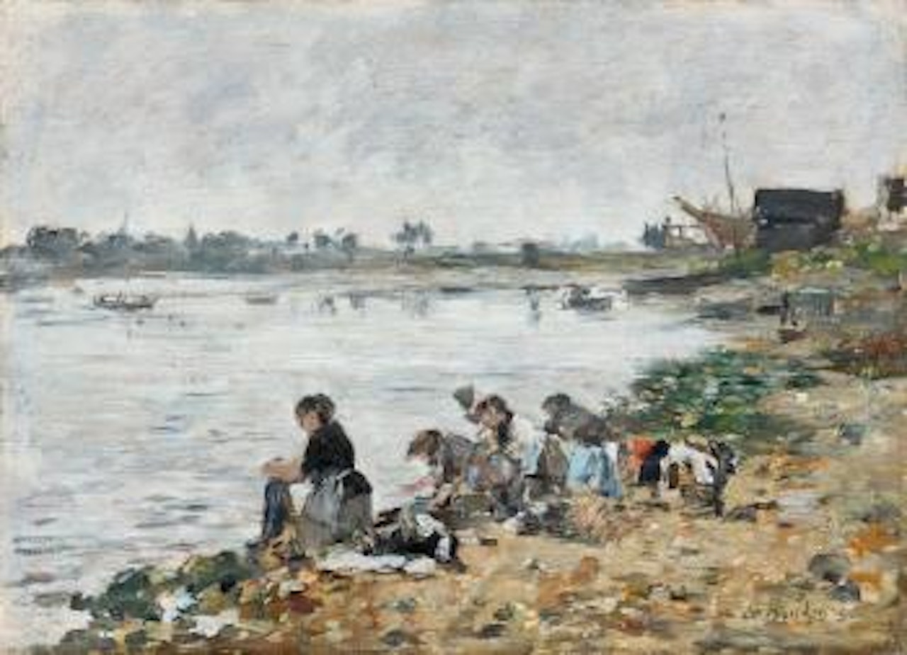 Laveuses au bord de la Touques by Eugène Boudin