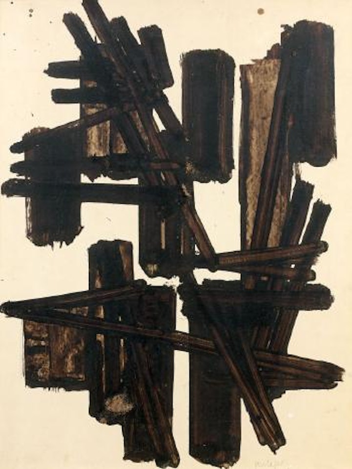 Brou de noix sur papier, 65 X 49 CM by Pierre Soulages
