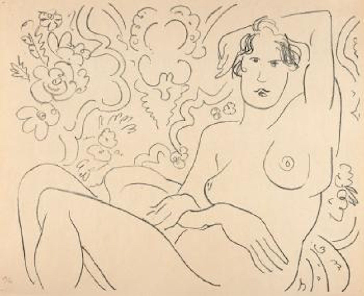 Nu assis, bras gauche sur la tête by Henri Matisse
