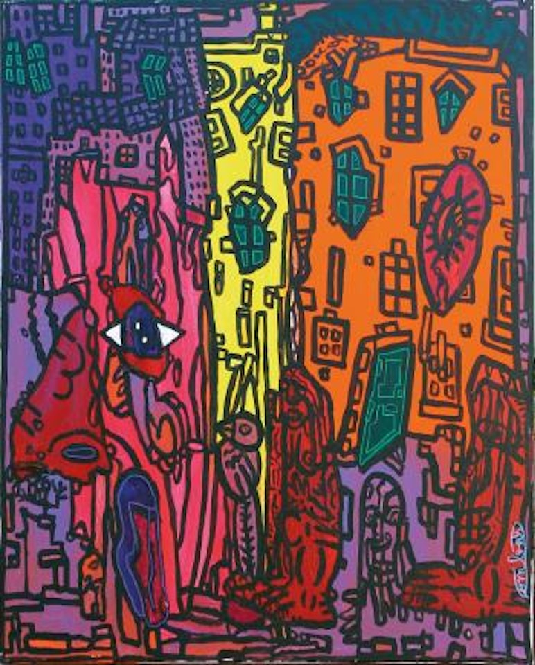 Le chien déguisé en village by Robert Combas