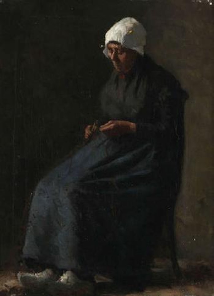 Fisherman’s wife, repairing nets by Constantin Meunier