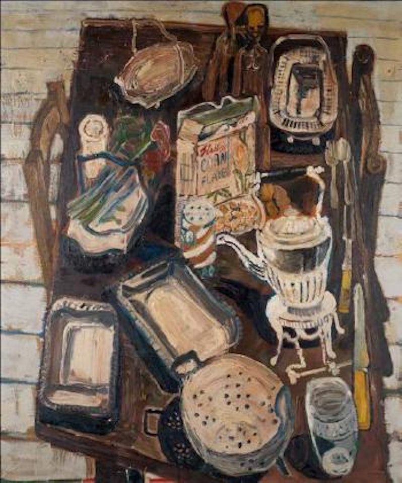 Kitchen Still Life with Sculpture by John Bratby
