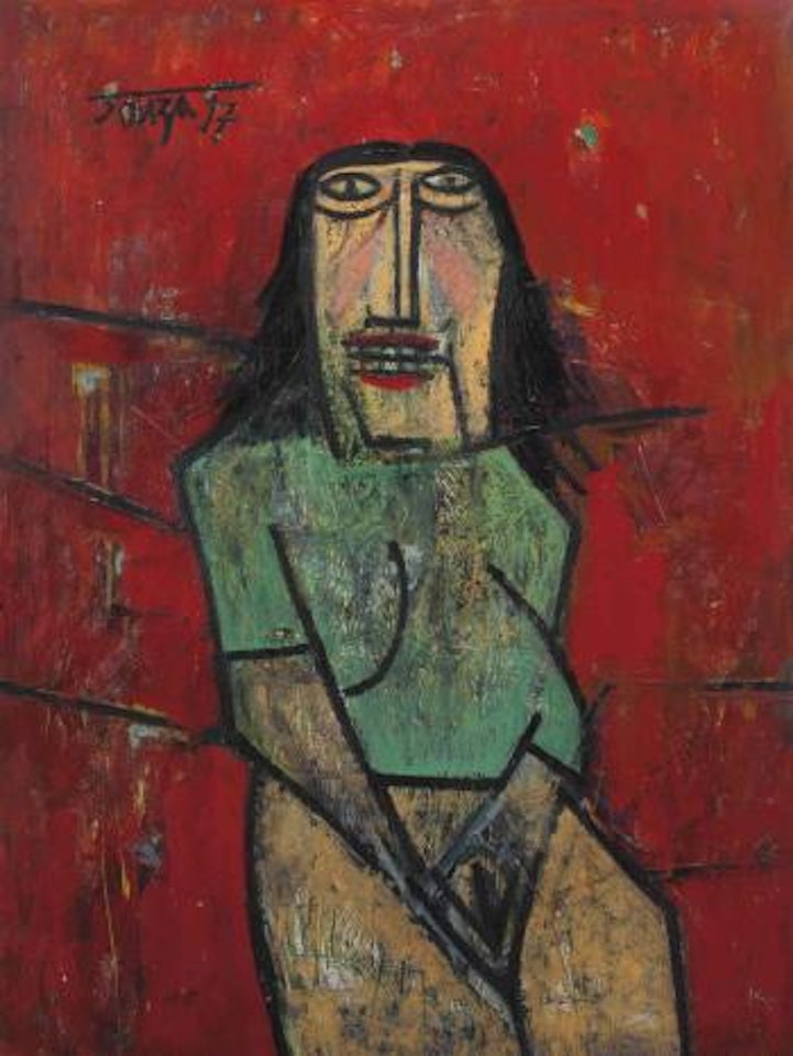 Imbecile Girl in a Green Blouse by Francis Newton Souza