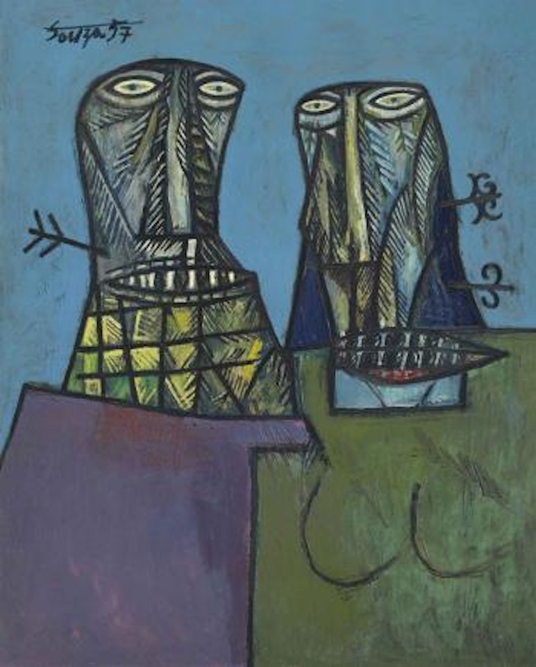 Man & Woman Grinding Their Teeth by Francis Newton Souza